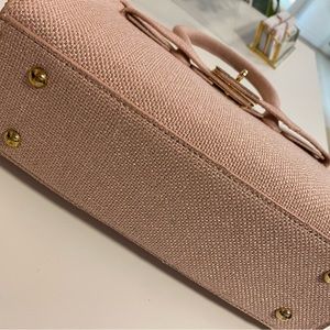 Pink Tweed Purse in style of a Birkin Bag